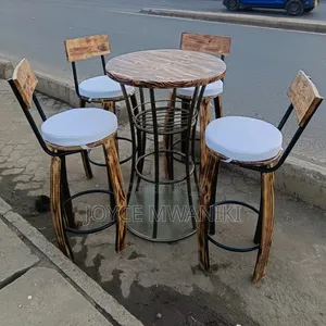 Wooden Metallic Bar Chairs, With a White Cushion 