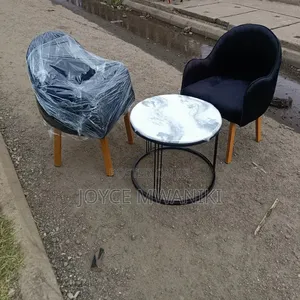 Reception, Balcony or Outdoor Set, With Black Modern Chairs and Table.