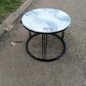 Round Marble Black and White Table