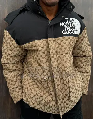 The North Face X Gucci Gg Padded Jacket With a Black Hooded Position