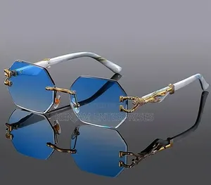 Luxury Blue Rimless Polarized Sunglasses