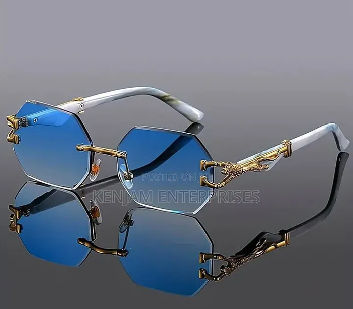 Luxury Blue Rimless Polarized Sunglasses