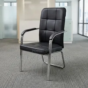 Leather Office Guest Chair With a Metallic Frame Support