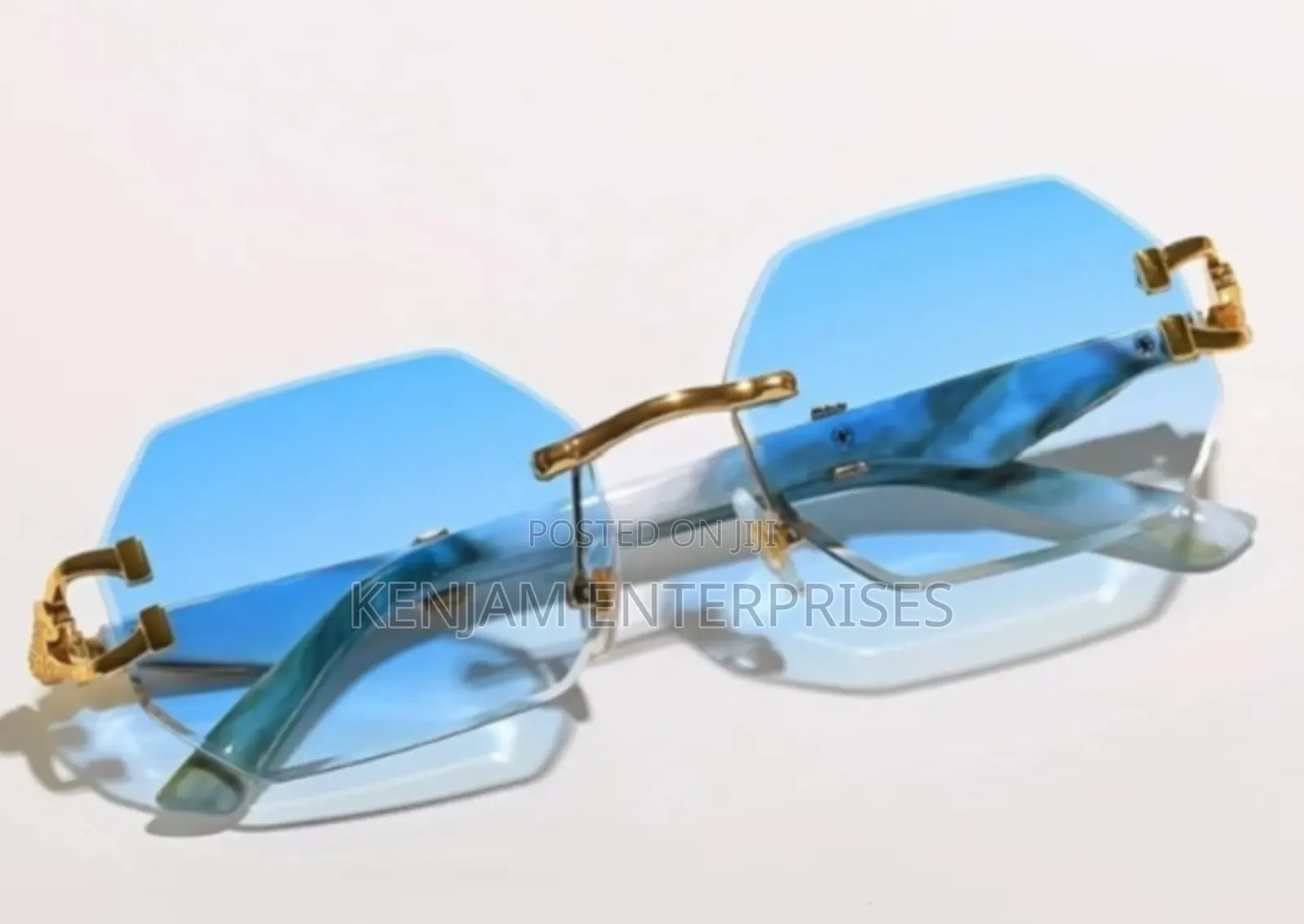 Luxury Blue Rimless Polarized Sunglasses