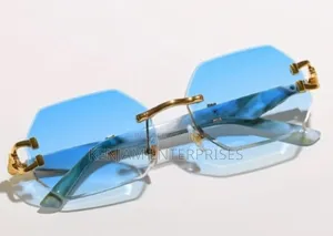 Luxury Blue Rimless Polarized Sunglasses