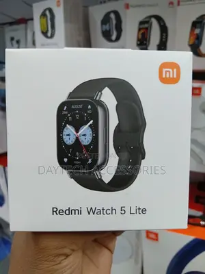 This Is a Xiaomi Redmi Watch 5 Lite Smart Watch With a Black Band.