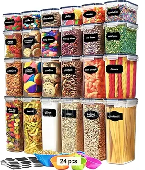 Pantry Organizer 24pcs Bpa Free Airtight Plastic Containers