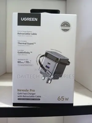 Ugreen Nexode Pro 65w Gan Fast Charger With a Usb-C Cable.