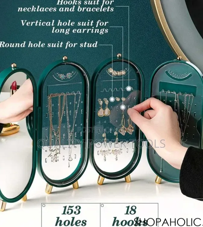 Drumstone Foldable Jewelry Organizer With Mirror