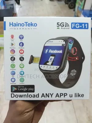 This Is a Hainoteko Fg-11 5g Android Smart Watch With a Black Strap.