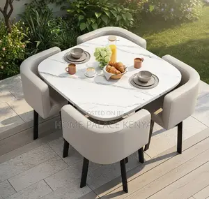 Dining Set: Nordic Luxury 4-Seater Dining Table Set With Chairs