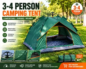 3–4 Person Automatic Pop Up Camping Tent Waterproof Portable