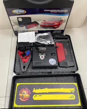 Jumpstart Power Bank+ Heavy Duty Jumper Cables Built in Air Compressor