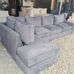 Gray 7 Seater L Shaped Sofa With Long Chaise.