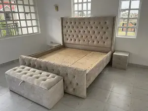 6 by 6 Chester Bed + Ottoman + Side Drawers