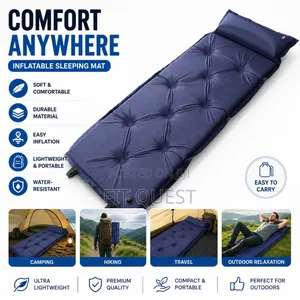 Inflatable Camping Sleeping Mat With Pillow Outdoor Air Mattress Bed