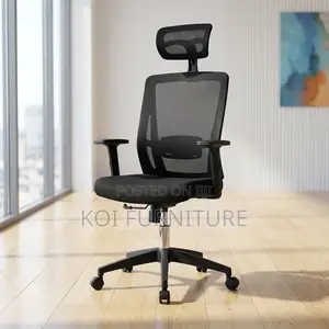 Office Chair : Black High-Back Ergonomic Office Chair