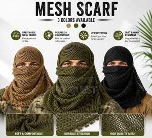 Tactical Mesh Shemagh Scarf Breathable Face Cover Hiking Gear