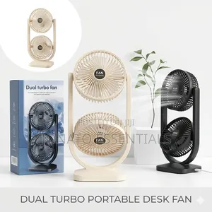 Rechargeable Dual Turbo Fan 3-Speed Double Head Desk Fan