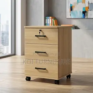 Office Cabinet : Light Oak-Colored 3-Drawer Mobile Filing Cabinet