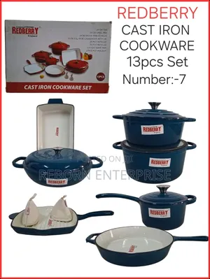 Coted Cast Iron Cookware 13 Pc's.