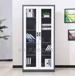 Office Cabinet : Sleek Grey and White Metal Filing Cabinet