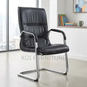 Office Chair Black Faux Leather Visitor Chair