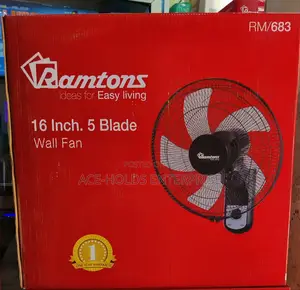 Ramtons 16" Wall Fan 5 Blades - Remote Control