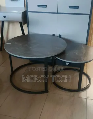 Grey Nesting Coffee Table Marble Effect (Mdf)