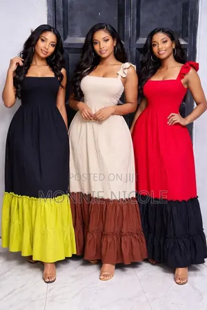 Ladies Smocked Long Sundress Swing Beach Dress