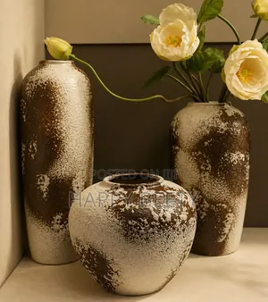 Rustic Brown Textured Vase Set (3pcs)