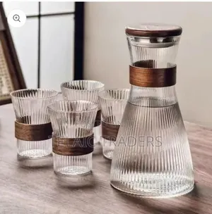 Japanese Style Glass Cold Water Jug Walnut Sleeve Heat Resistant