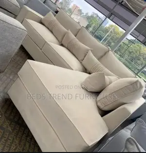 Light Beige L-Shaped 6 Seater