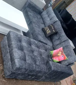 Dark Gray Tufted 6 Seater L Seat Sofa
