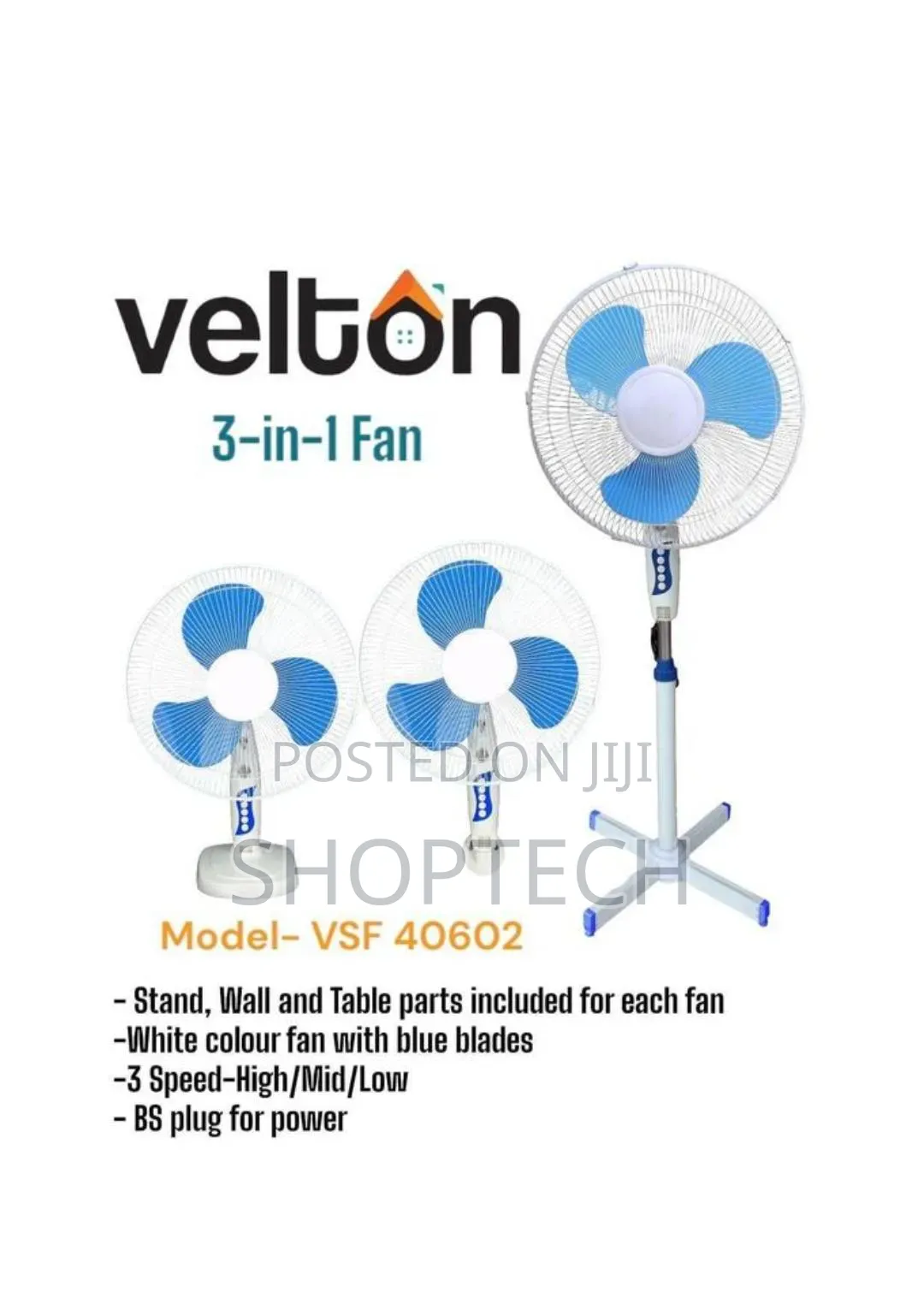 Velton 3 in 1 Standing Fan