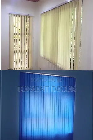 Cream and Light Blue Durable Fabric for Vertical Office Blinds