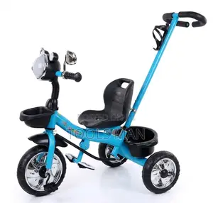 Kids Blue Tricycle.Parent Push Handle Dual Baskets - Brand New Bike
