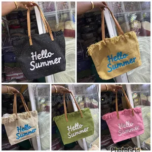 Hello Summer Vibes' With Zip Large Capacity Women Beach/ Market Bag