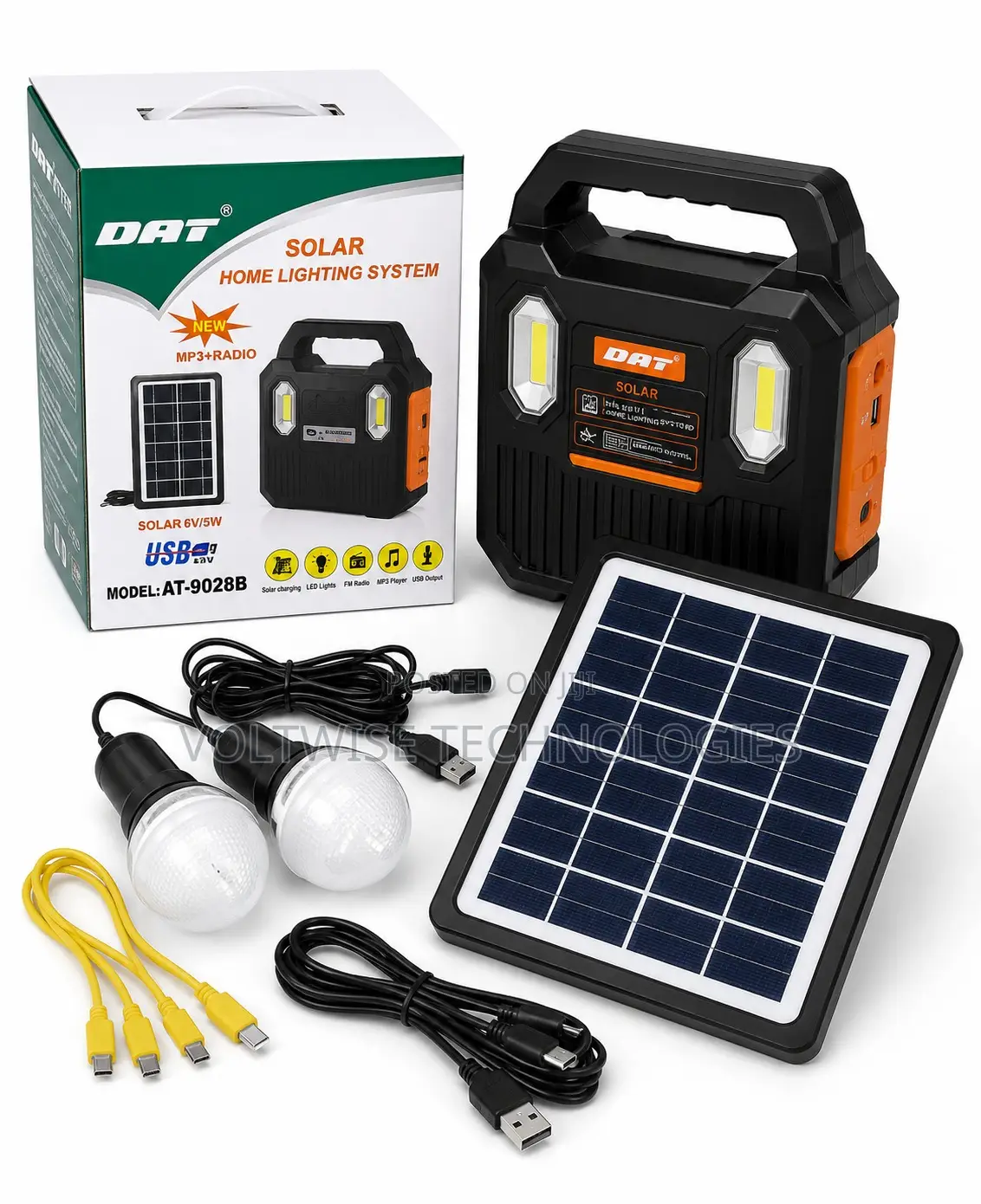 Portable Solar Kit With Bulbs, Radio, Mp3 Usb Charging