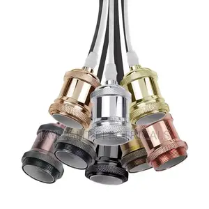 Antique Gold Brown Aluminum Retro Fabric Ceiling Bulb Holder