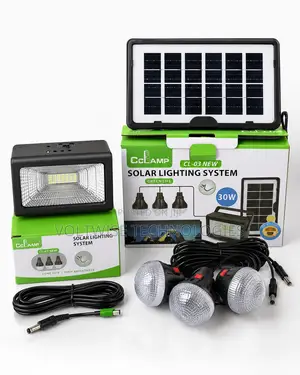 30w Solar Lighting System - Solar Kit With 3 Bulbs Phone Charging