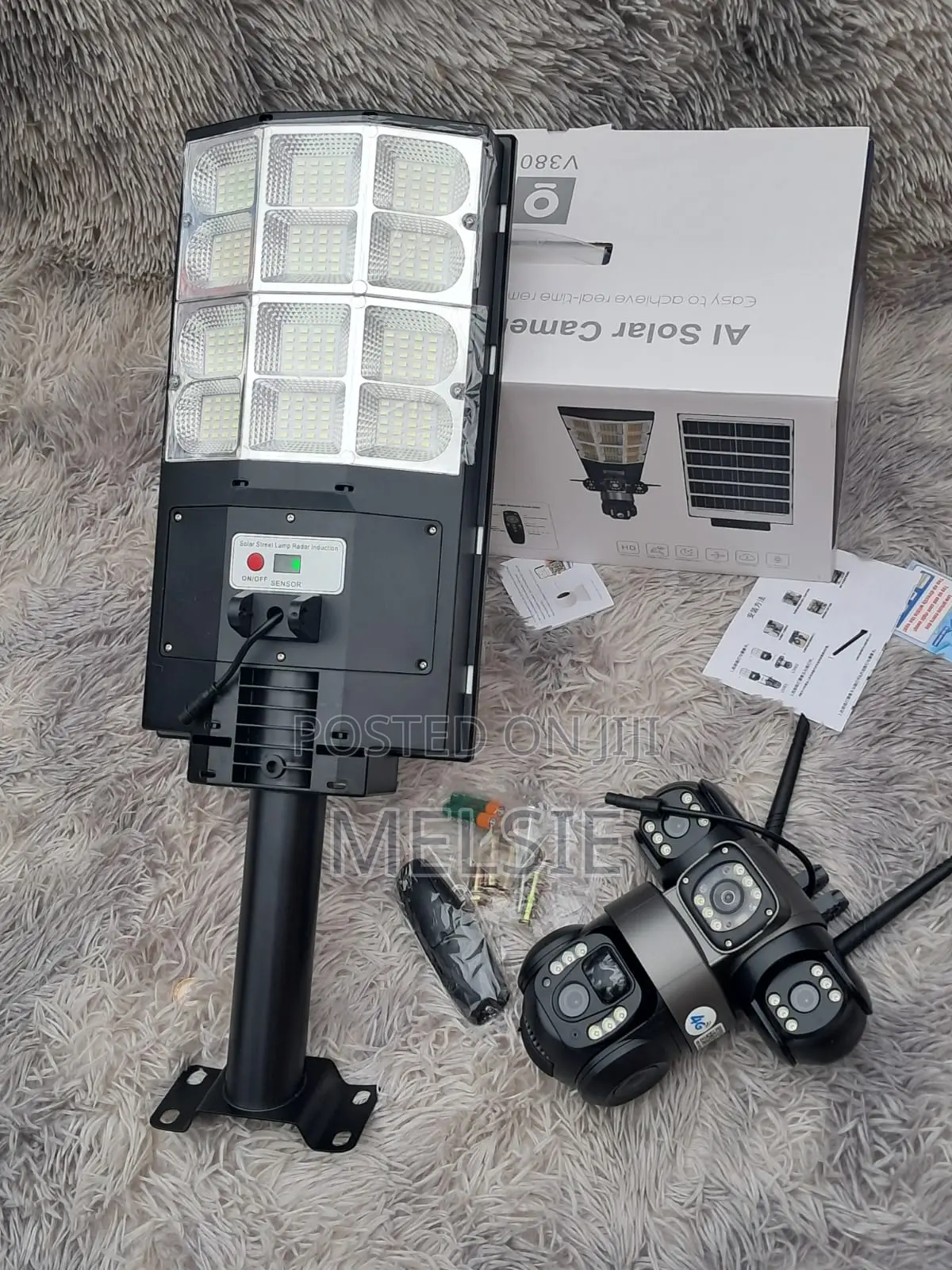 4g Sim Solar Camera With Street Light Two-Way Audio