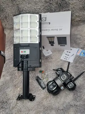 Triple Lens Panoramic Solar CCTV Camera With Led Light