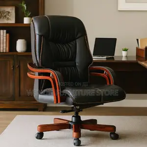 Office Chairs; Leather Reclining Wooden Armed Office Chairs