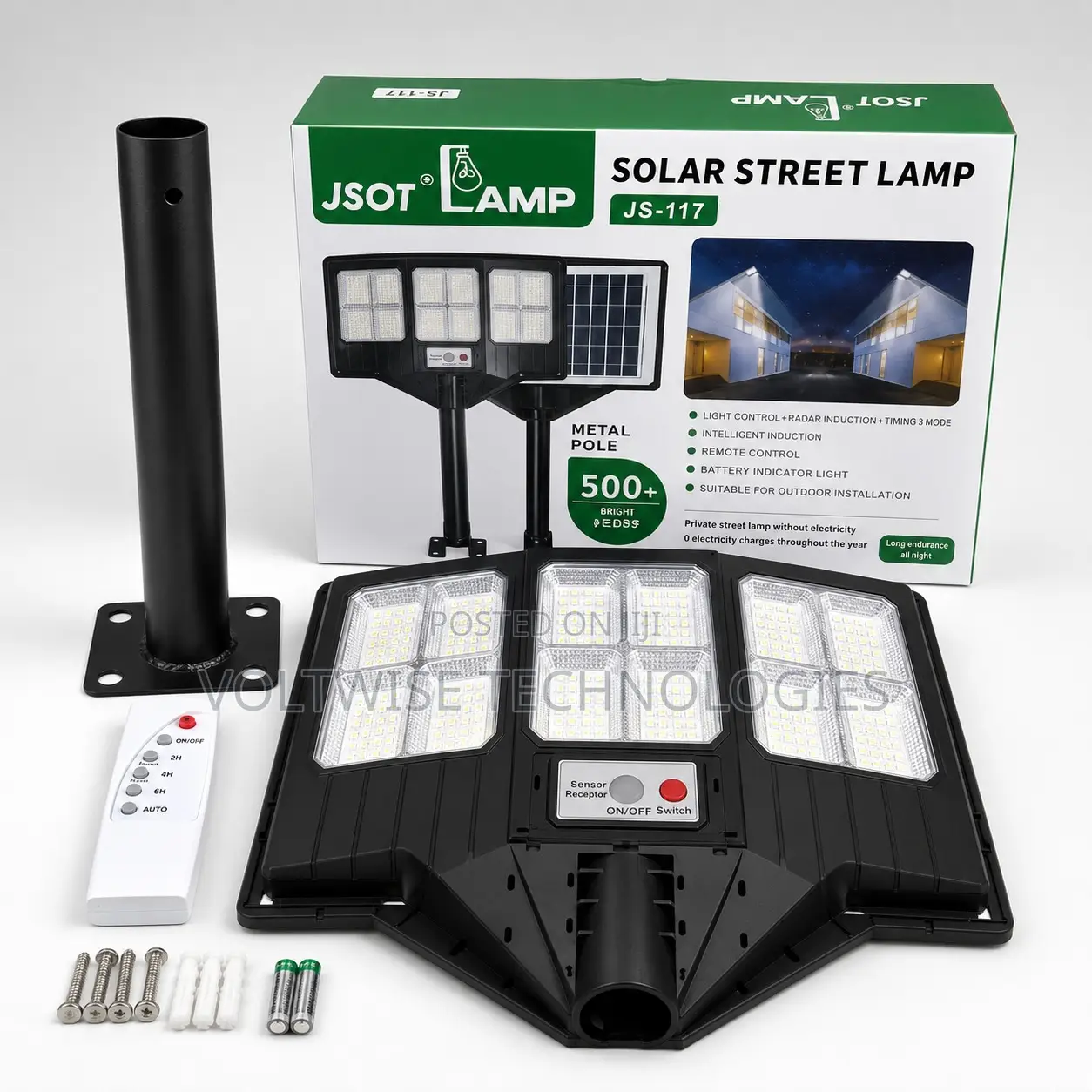 Outdoor Led Security Light With Pole Mount, Sensor Remote