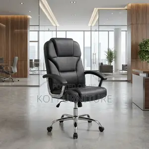 Office Chair : Black Leatherette Nickoli High Back Ergonomic Chair
