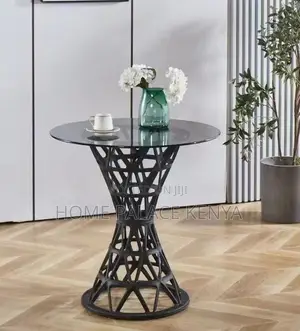 Dining Table: French Style Glass Top Round Black Dining Table
