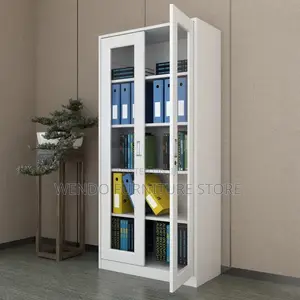 Office Cabinet; Two Doors Steel Cabinet With Glass Front View
