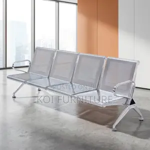 Office Bench : 4-Seater Stainless Steel Waiting Bench,