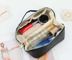 *Woven Texture Cosmetic Bag High Appearance Level Large Capacity